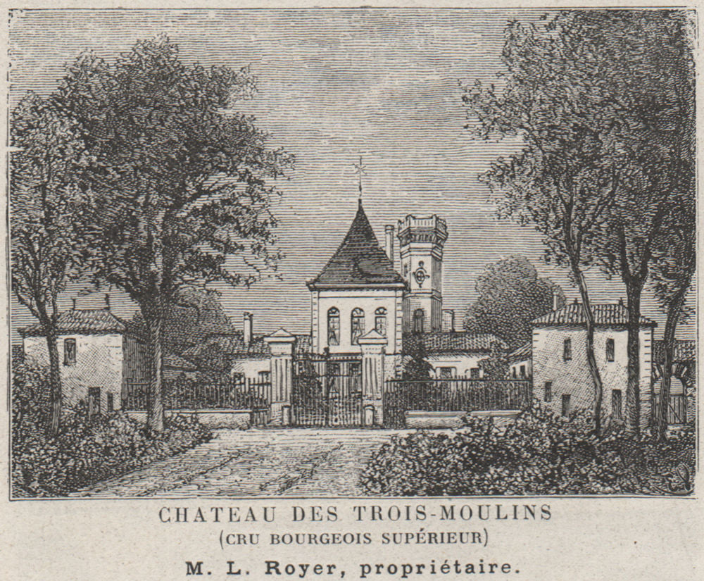 MÉDOC. MACAU. Chateau des Trois-Moulins (Cru Bourgeois Supérieur). SMALL 1908